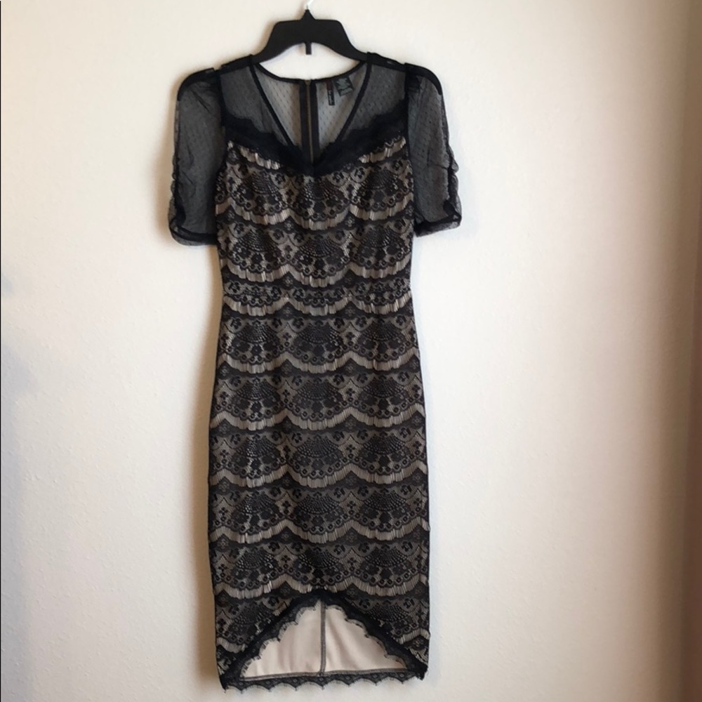 Black Lace w/ Nude Midi Dress